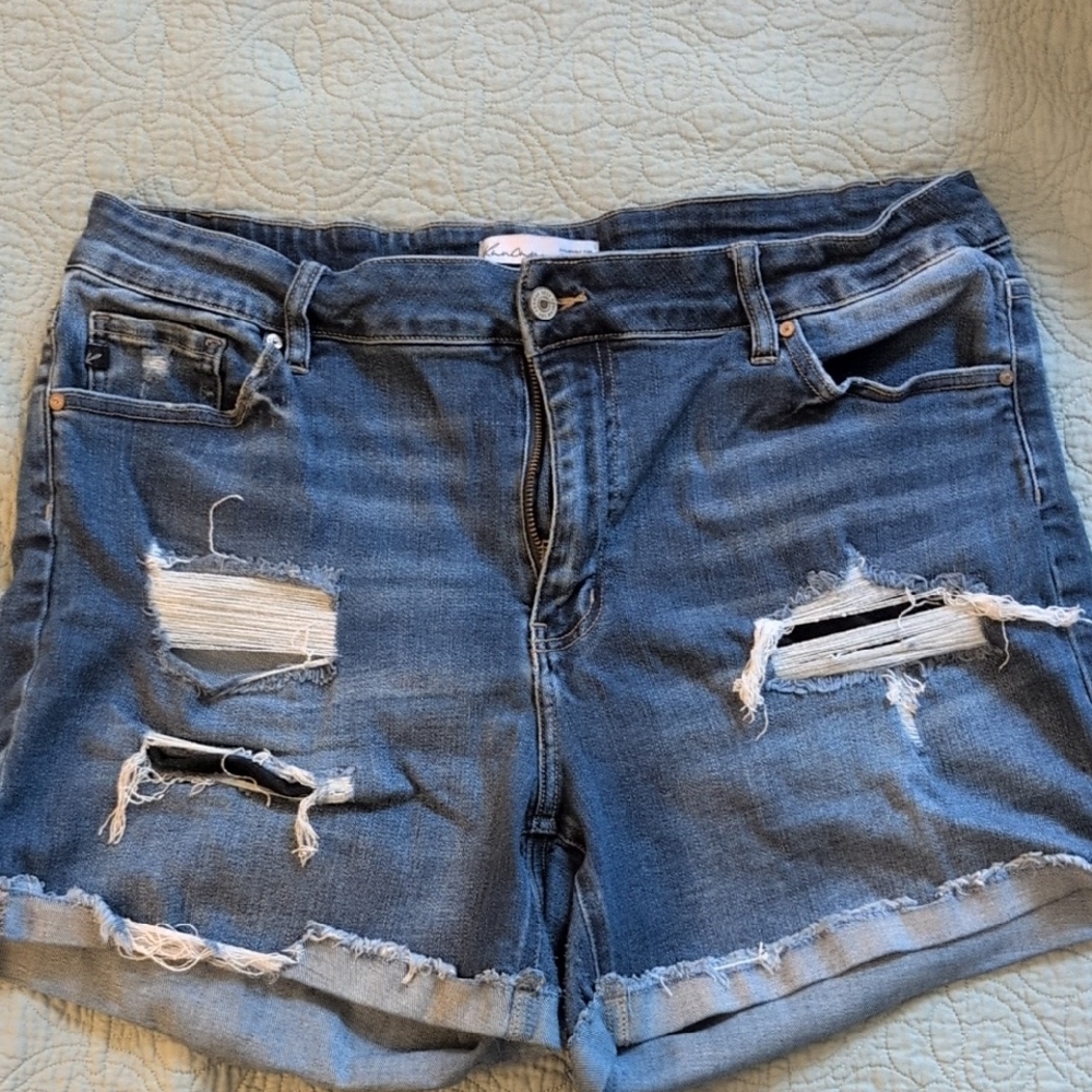 KanCan Blue Distressed Jean Shorts